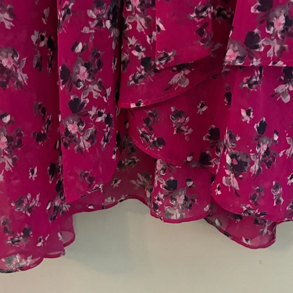 DKNY Fuchsia Floral Faux Wrap Dress - Picture 5 of 10